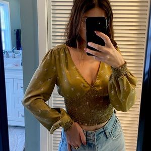 Urban Outfitters smocked balloon sleeve shirt